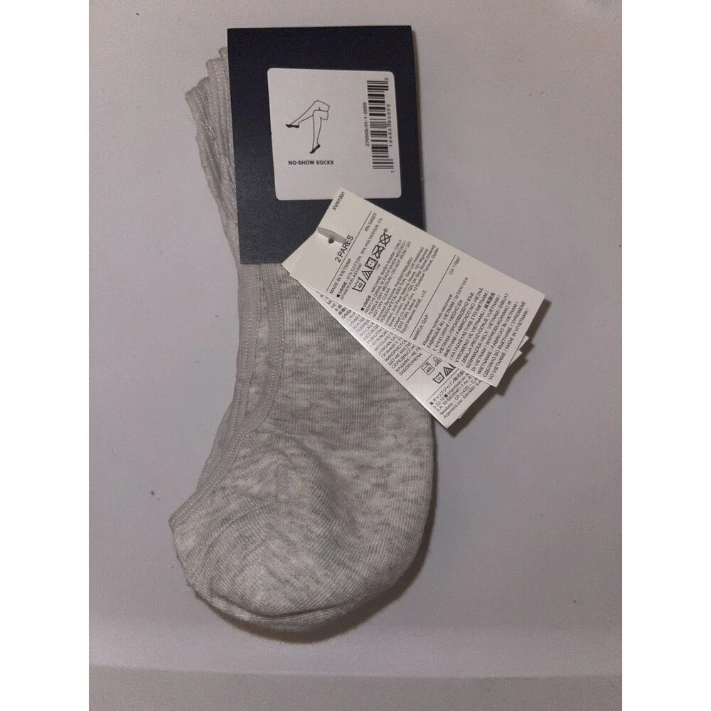 2 Pack GAP Woman's No Show Ankle Socks Heather Grey Non Slip Silicon Heel OS
